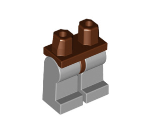 LEGO Rötlich-braun Minifigure Hüften mit Medium Stone Grau Beine (73200 / 88584)