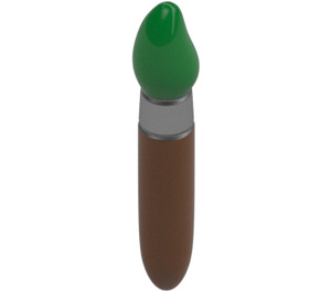 LEGO Červenohnědá Minifigurka Paint Brush s Zelená Horní a stříbrný Ráfek (14428 / 65695)