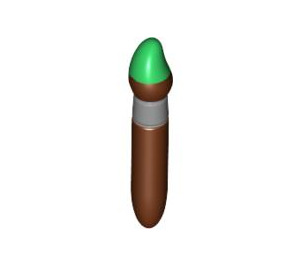 LEGO Reddish Brown Minifigure Paint Brush with Green Top and Silver Rim (14428 / 65695)