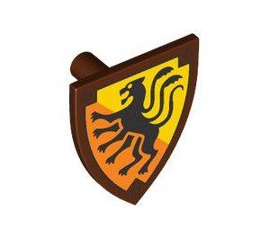 LEGO Reddish Brown Minifigure Shield with Black Lion on Yellow and Orange (3846 / 107315)