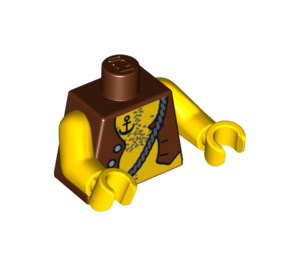 LEGO Reddish Brown Minifigure Torso with Pirate's Open Vest, Anchor Tattoo, and Chest Hair (973 / 76382)