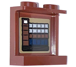 LEGO Rötlich-braun Panel 1 x 2 x 2 mit Books (2 Grau Horizontal)  Aufkleber mit Seitenstützen, Hohlbolzen (6268)