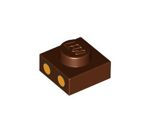 LEGO Reddish Brown Plate 1 x 1 with Two Orange Spots (3024 / 107324)