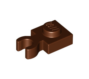 LEGO Rötlich-braun Platte 1 x 1 mit Vertikale Clip (Dick geöffneter O-Clip) (44860 / 60897)
