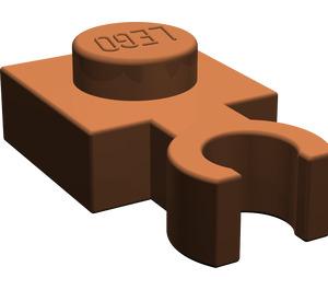LEGO Rötlich-braun Platte 1 x 1 mit Vertikale Clip (Dünner offener O-Clip)