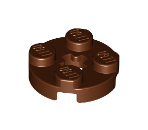 LEGO Reddish Brown Plate 2 x 2 Round with Axle Hole (with 'X' Axle Hole) (4032)