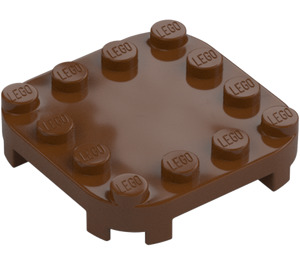 LEGO Rudo brązowy Płytka 4 x 4 x 0.7 z Zaokrąglone rogi I Empty Middle (66792)