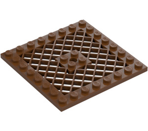 LEGO Rødbrun Plade 8 x 8 med Grille (Hul i centrum) (4047 / 4151)