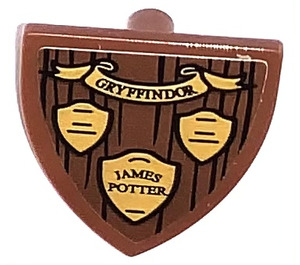 LEGO Červenohnědá Štít - Trojúhelníkový s Gryffindor James Potter Samolepka (3846)