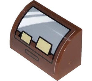 LEGO Reddish Brown Slope 1 x 2 Curved with Glass Cabinet Sticker (37352)