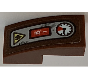 LEGO Reddish Brown Slope 1 x 2 Curved with Power Button and Instruments Sticker (11477)