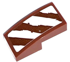 LEGO Reddish Brown Slope 1 x 2 Curved with White Stripe on Reddish Brown (left to right) Sticker (11477)