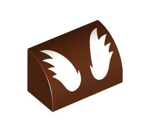 LEGO Reddish Brown Slope 1 x 2 Curved with White Wings (37352 / 106201)