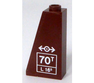 LEGO Reddish Brown Slope 1 x 2 x 3 (75°) with White Logo Train and '70T - L16' Sticker with Hollow Stud (4460)