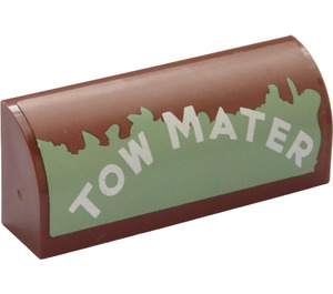LEGO Reddish Brown Slope 1 x 4 Curved with "TOW MATER" (Left) Sticker (6191)
