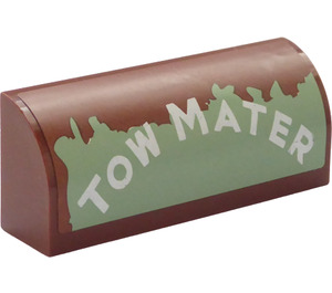 LEGO Reddish Brown Slope 1 x 4 Curved with "TOW MATER" (Right) Sticker (6191)