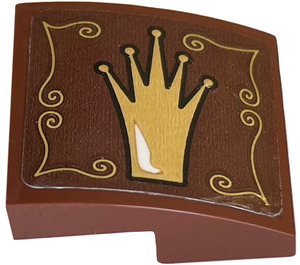 LEGO Reddish Brown Slope 2 x 2 Curved with Gold Crown (Right) Sticker (15068)