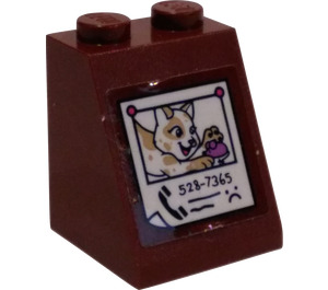 LEGO Rötlich-braun Steigung 2 x 2 x 2 (65°) mit Lost Katze 528-7365 Poster Aufkleber mit Unterrohr (3678)