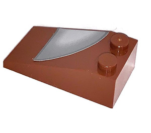 LEGO Reddish Brown Slope 2 x 4 (18°) with Grey Quarter Circle (Left) Sticker (30363)