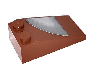 LEGO Reddish Brown Slope 2 x 4 (18°) with Grey Quarter Circle (Right) Sticker (30363)