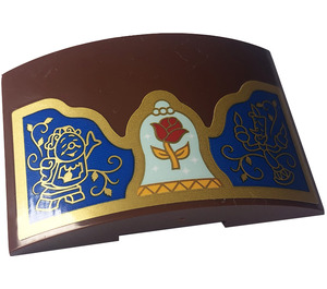 LEGO Reddish Brown Slope 4 x 6 Curved with Cut Out with Roses, Cogsworth, Lumière Sticker (78522)