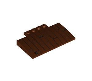 LEGO Punaruskea Luiska 5 x 8 x 0.7 Kaareva jossa Wood Planks ja Nails (15625 / 36844)