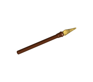 LEGO Reddish Brown Spear with Pearl Gold Tip (90391)