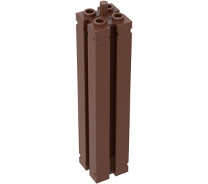 LEGO Rødbrun Support 2 x 2 x 8 med Top Peg og riller (45695)