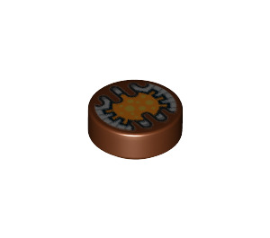 LEGO Brun rougeâtre Tuile 1 x 1 Rond avec Orange et blanc Gatekeeper Droid Electronic Eye (1670 / 35380)
