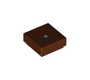 LEGO Roodachtig Bruin Tegel 1 x 1 met Zwart Gebogen Line en Wit Dot met groef (3070 / 102725)
