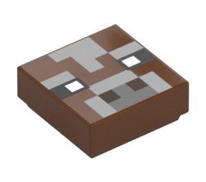 LEGO Reddish Brown Tile 1 x 1 with Pixelated Cow Face with Groove (3070)