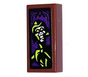 LEGO Reddish Brown Tile 1 x 2 with Portrait of Ghost 4 Sticker with Groove (3069)