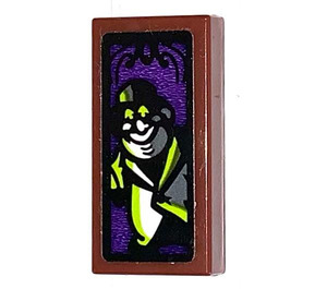 LEGO Reddish Brown Tile 1 x 2 with Portrait of Ghost 5 Sticker with Groove (3069)