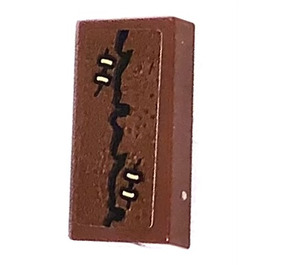 LEGO Roodachtig Bruin Tegel 1 x 2 met Suspenders of Grawp Sticker met groef (3069)