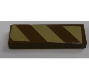 LEGO Reddish Brown Tile 1 x 3 with Gold and Brown Danger Stripes (Right) Sticker (63864)