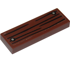 LEGO Reddish Brown Tile 1 x 3 with Wood Grain and 2 Nails Sticker (63864)