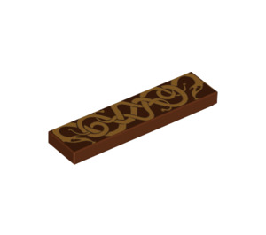 LEGO Reddish Brown Tile 1 x 4 with entwined snakes  (2431 / 57294)