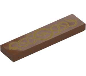 LEGO Reddish Brown Tile 1 x 4 with Gold Snake (2431 / 104512)