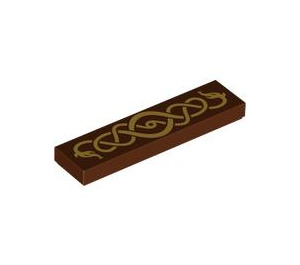 LEGO Reddish Brown Tile 1 x 4 with Gold Snake (2431 / 104512)