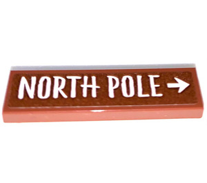 LEGO Reddish Brown Tile 1 x 4 with NORTH POLE Sticker (2431)
