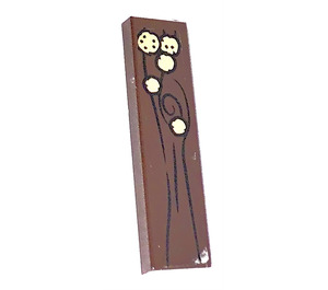 LEGO Reddish Brown Tile 1 x 4 with woodgrain and coins Sticker (2431)