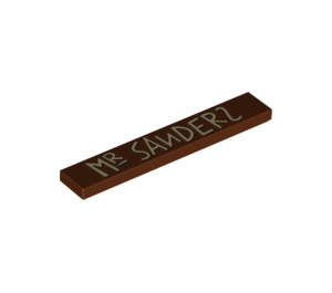 LEGO Reddish Brown Tile 1 x 6 with 'Mr Sanderz' (6636 / 77326)