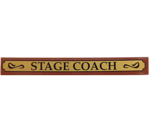 LEGO Reddish Brown Tile 1 x 8 with "Stage Coach" Sticker (4162)
