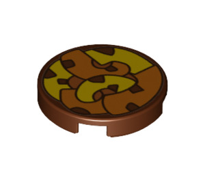 LEGO Reddish Brown Tile 2 x 2 Round with Puzzle with Bottom Stud Holder (14769 / 24691)