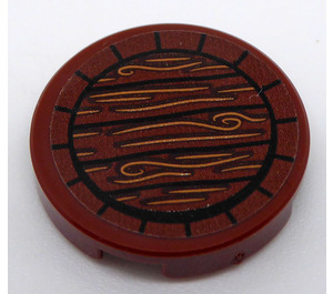 LEGO Reddish Brown Tile 2 x 2 Round with Wood Sticker with Bottom Stud Holder (14769)