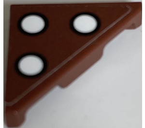 LEGO Brun rougeâtre Tuile 2 x 2 Triangulaire avec 3 blanc Dots Autocollant (35787)