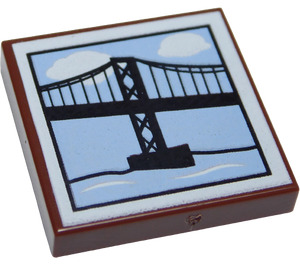 LEGO Rötlich-braun Fliese 2 x 2 mit Bridge Painting mit Nut (3068 / 23035)