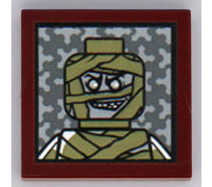 LEGO Reddish Brown Tile 2 x 2 with Mummy Portrait Sticker with Groove (3068)