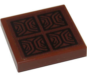 LEGO Reddish Brown Tile 2 x 2 with Parquet Style Tiles Sticker with Groove (3068)