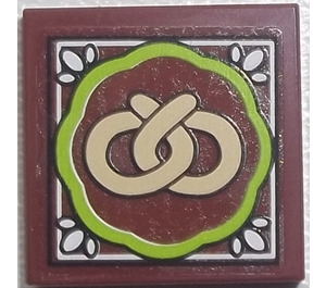LEGO Reddish Brown Tile 2 x 2 with Pretzel Sticker with Groove (3068)